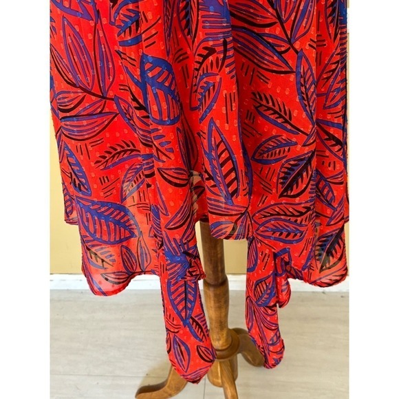 Alexis for Target red leaf tie strap dress, XS, bohemian, handkerchief hem - Picture 5 of 7